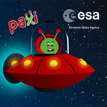 Las aventuras de Paxi (mascota de educación de la ESA, Agencia Espacial Europea)