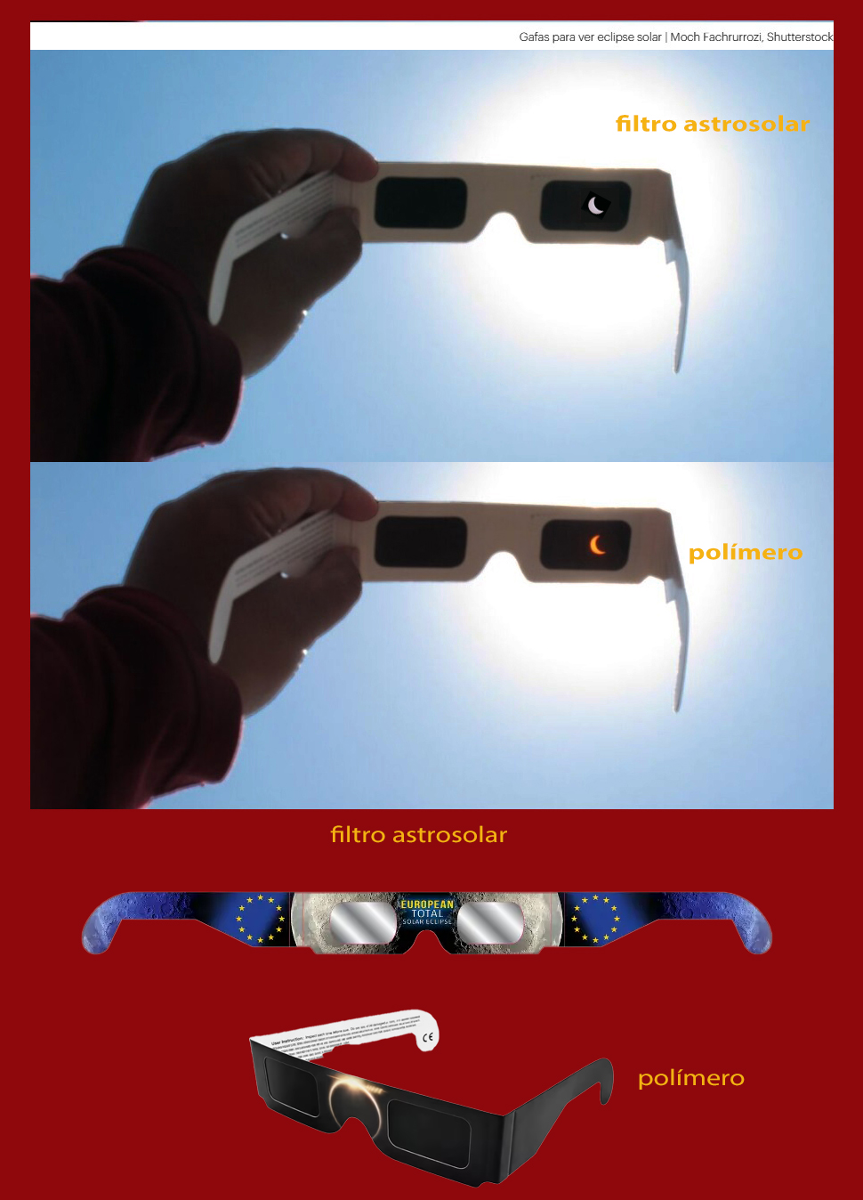 Sol parcialmente eclipsado,visto a través de unas gafas de eclipse, durante un eclipse