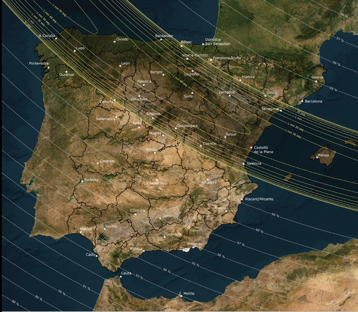 mapa de España y franja de totalidad